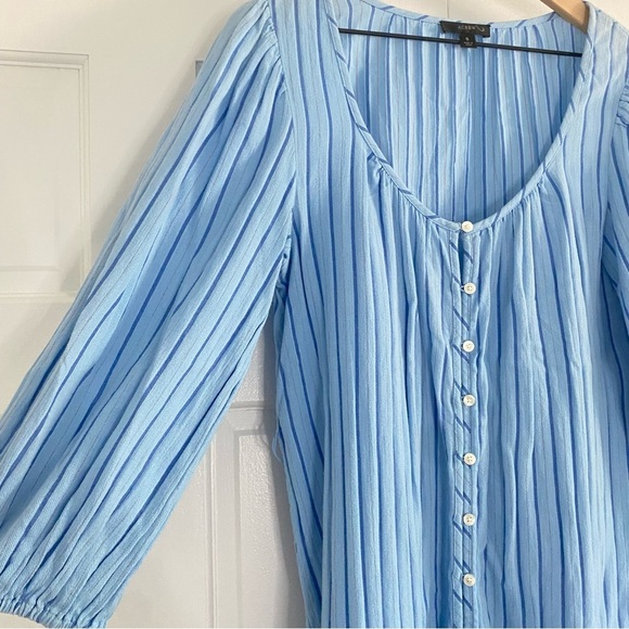 J. Crew Sky Blue stripped Button-Down Dress with belt - Picture 2 of 5